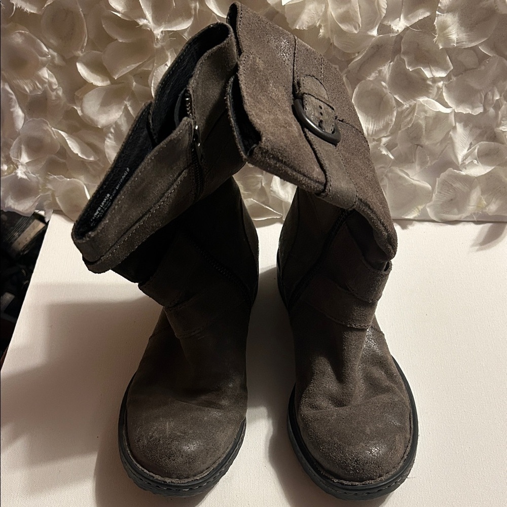 Born Dark Brown Combat Boots with Buckle